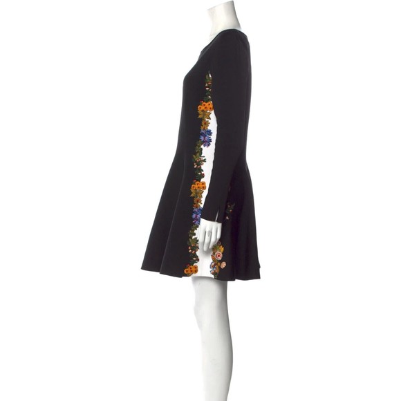 NWOT. $2890 OSCAR DE LA RENTA Embroidered Stretch-Crepe Dress Sz L - Picture 10 of 14